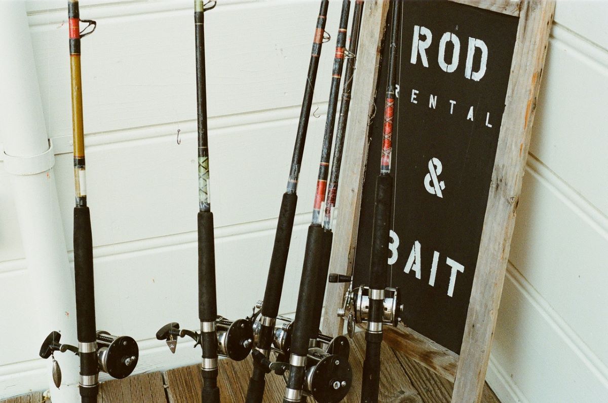 fishing poles and sign