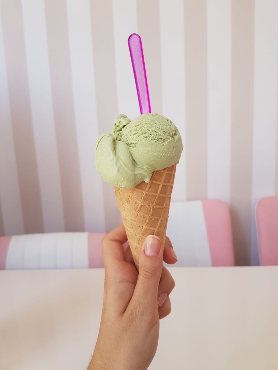 ice cream cone in hand