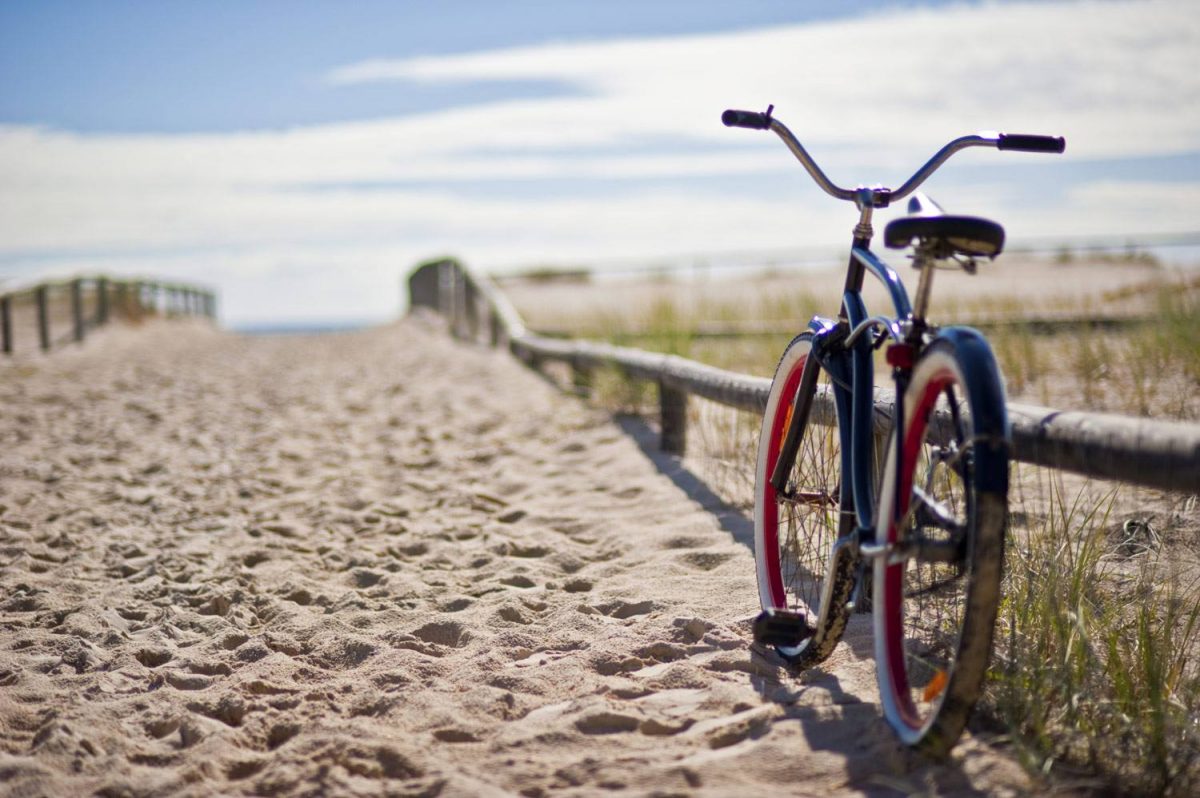 bike on the sand by the beach